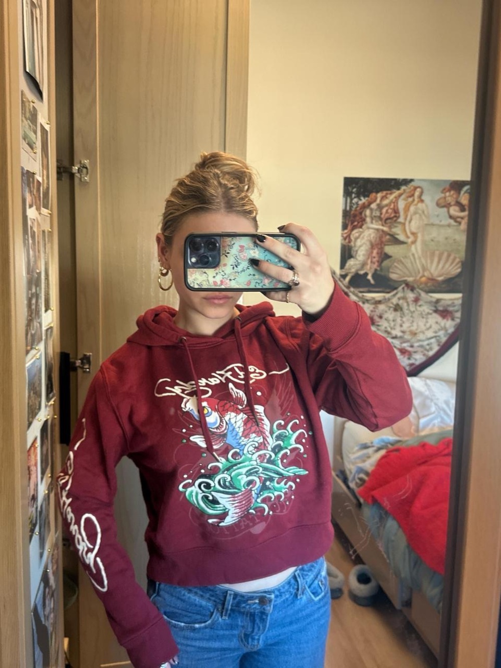 Ed Hardy Women's Red Graphic Hoodie Sz S 
(May A-1)